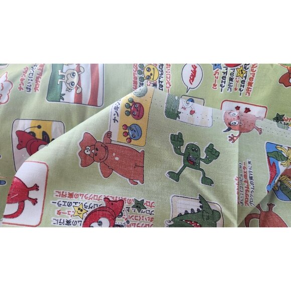Material Green Cotton Happy Monsters Cartoon blocks 8 yards of 45" Cotton Fabr - Picture 3 of 16
